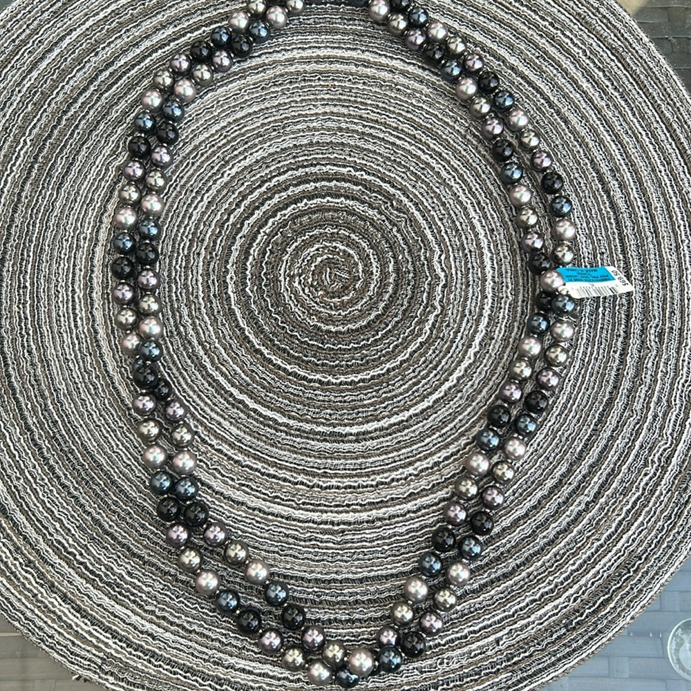 Charter Club Black , Violet and Gray Beaded Long Necklace